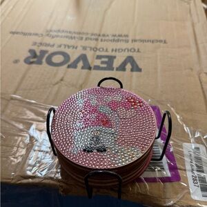 Pink Rhinestone Coaster Set